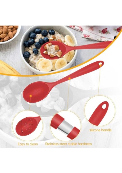 2 Adet Sert Uçlu Lsiya Dayanıklı Yanmaz Yapışmaz Silikon Yemek Kaşığı fiyatları