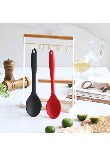 2 Adet Sert Uçlu Lsiya Dayanıklı Yanmaz Yapışmaz Silikon Yemek Kaşığı modelleri