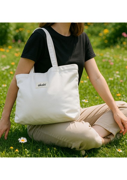 Pamuklu Mıknatıs Çıtlı Anahtarlık Hediyeli Kanvas Bez Çanta 34 X 45 Cm