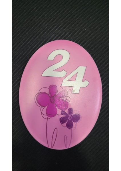 Ofis Hediyelik Oval Porselen Yirmi Dört Numara Çiçekli Dekor 60G Ortalama 12CM Pembe 1 Adet