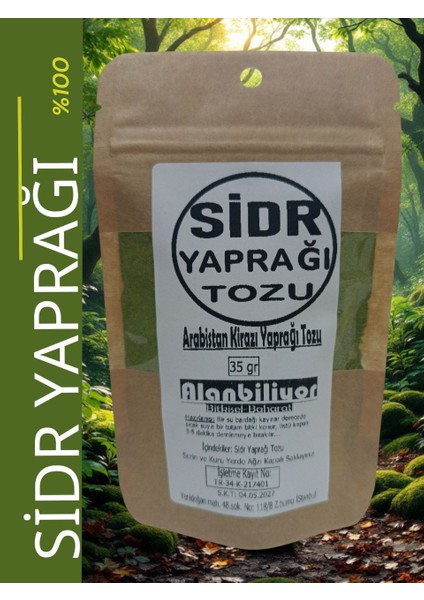Sidre Sidr Tozu Sidir Yaprağı Tozu Arabistan Kirazı Yaprağı Tozu 35 gr