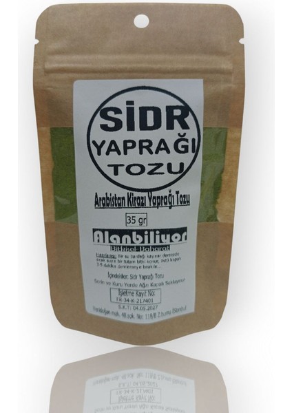 Sidre Sidr Tozu Sidir Yaprağı Tozu Arabistan Kirazı Yaprağı Tozu 35 gr
