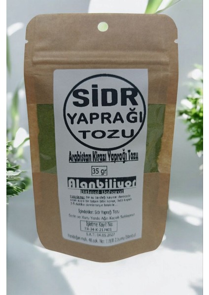 Sidre Sidr Tozu Sidir Yaprağı Tozu Arabistan Kirazı Yaprağı Tozu 35 gr