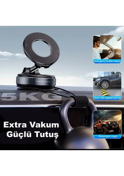 Yeni Ultra Vakum Vantuzlu Güçlü Manyetik Magsafe Uyumlu 360 Derece Ayarlanabilir Araç Telefon Tutucu modelleri