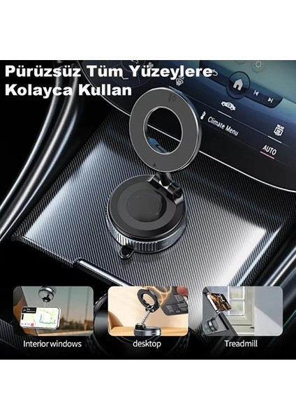 Yeni Ultra Vakum Vantuzlu Güçlü Manyetik Magsafe Uyumlu 360 Derece Ayarlanabilir Araç Telefon Tutucu indirimleri