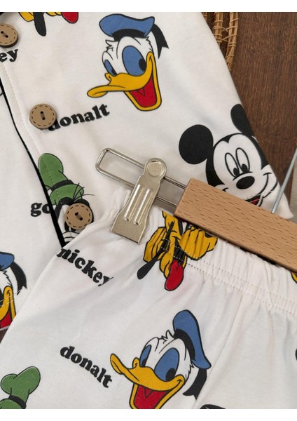 Mickey Mouse Pijama Takımı Kısa Kol Şortlu Yazlık Pamuklu Erkek Bebek