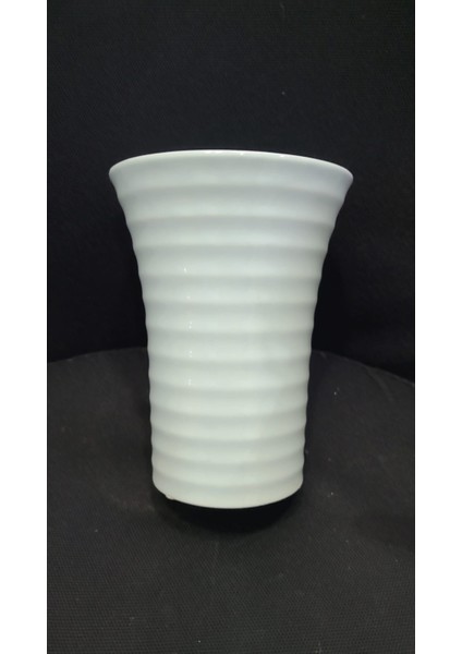 Concept Vazo Kalın Çizgili Küçük Boy Su Yeşili 16CM Porselen Bauer Yüksek Ateşli 1 Adet