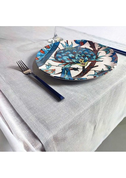 Beyaz Keten Masa ÖRTÜSÜ(150*245CM) ve Gri RUNNER(49*142CM)(MSET)