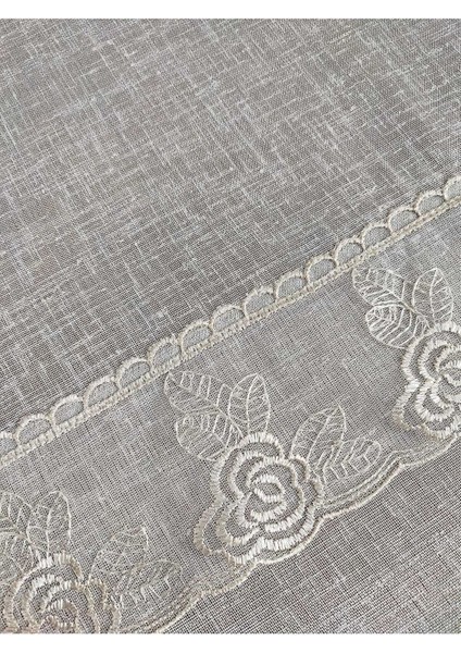 Ortadan Gipürlü Açık Kahve Polyester(Lm)