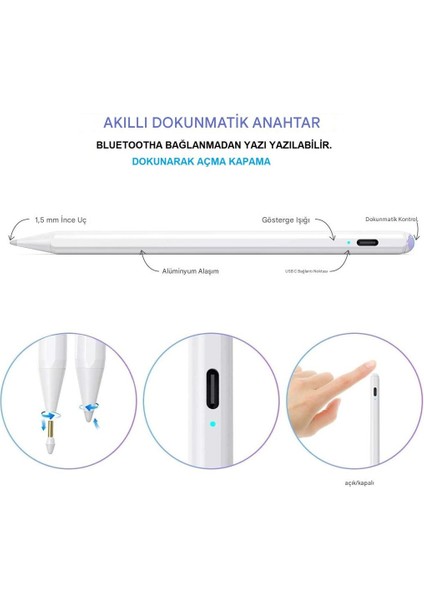 iPad 11/10.nesil A16 9/8/7 10.2 Air/pro 4/5/6 11/13INÇ Uyumlu Avuç Içi Reddi Dokunmatik Çizim Kalemi PEN16 fırsatları