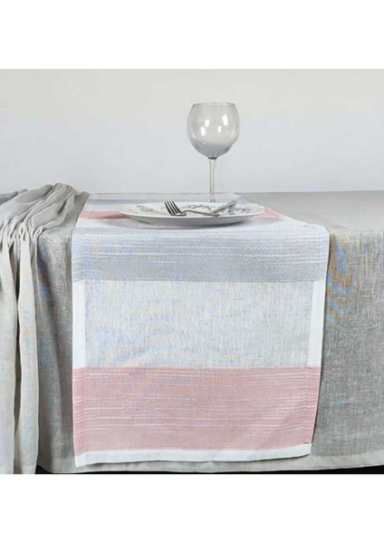 Açık Gri Keten Masa ÖRTÜSÜ(150*220 Cm) ve Jakarlı Polyester RUNNER(40*130 Cm)(Mset)
