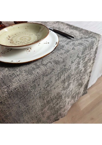Kahverengi Polyester Masa ÖRTÜSÜ(180*250 Cm)Ve Jakarlı Parlak RUNNER(53*160 Cm)(Mset)