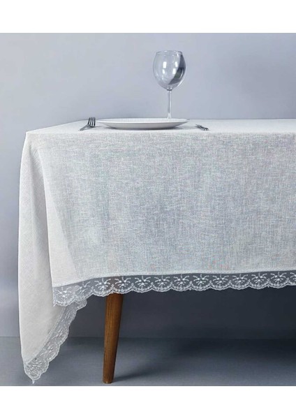 Gri Güpürlü Ince Polyester Tül Masa Örtüsü(Ç)