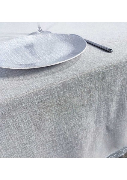 Gri Güpürlü Ince Polyester Tül Masa Örtüsü(Ç)