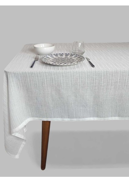 150*260 cm Ekru Renk Naturel Dokuma Polyester Masa Örtüsü(Lm)