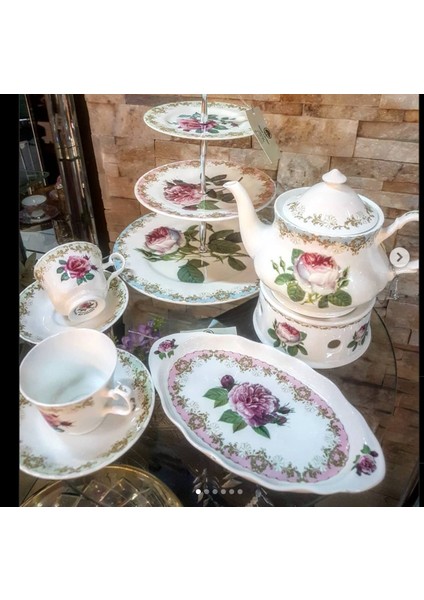 2012 England Fince Bone China Vintage Rose Tepsi Porselen 25CM Çeyizlik Sofra Sunum 1 Adet fırsatları