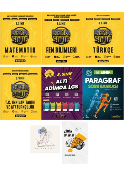 LGS M-F-T-Ink Set Bizim Sınıf Konu Anlatım+Paragraf Ve Genel Deneme+Zihin Deneme-St559