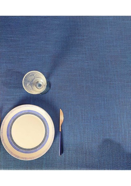 Koyu Mavi Kalın Keten Dokuma Polyester Masa Örtüsü(Lm)