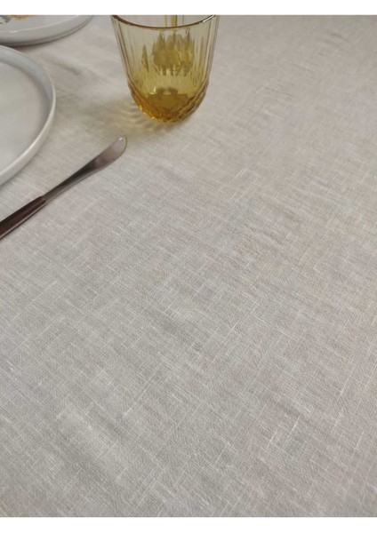 Ince Yumuşak Elyaf Keten Ekru Masa Örtüsü(K)