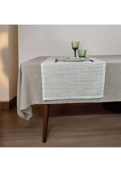 Kahverengi Polyester Masa ÖRTÜSÜ(160*230 Cm)Ve Jakarlı Polyester RUNNER(53*140 Cm)(Mset)