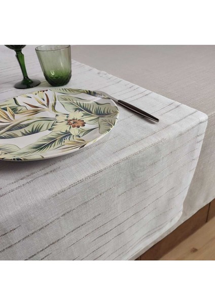 Kahverengi Polyester Masa ÖRTÜSÜ(160*230 Cm)Ve Jakarlı Polyester RUNNER(53*140 Cm)(Mset)