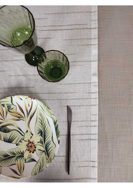 Kahverengi Polyester Masa ÖRTÜSÜ(160*230 Cm)Ve Jakarlı Polyester RUNNER(53*140 Cm)(Mset)