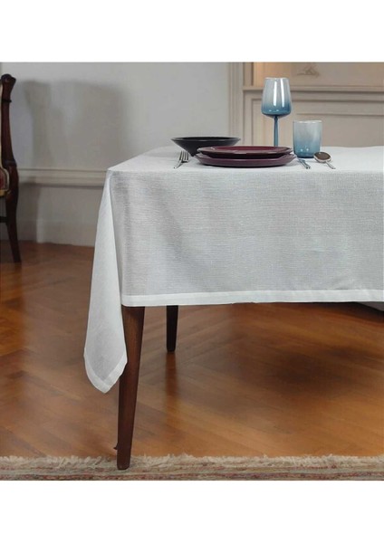 Parlak Ekru-Beyaz Polyester Masa Örtüsü(Lm)