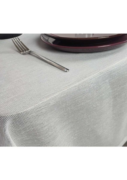 Parlak Ekru-Beyaz Polyester Masa Örtüsü(Lm)