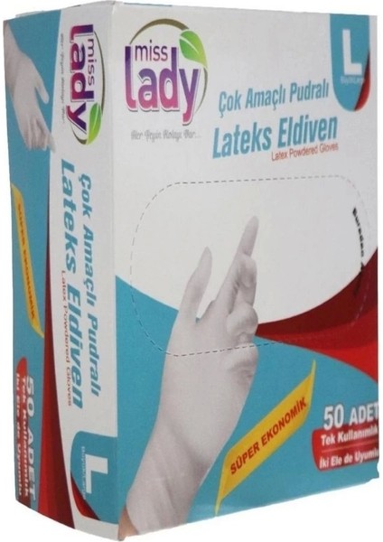 Miss Lady Pudralı Latex Eldiven L