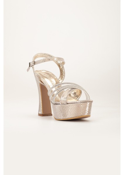 Çapraz Taşlı 40MM Gold Kadın Platform Topuklu Abiye Ayakkabı fırsatları