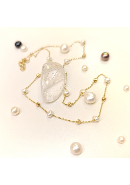 Dorika toplu İnci Kolye 14 Ayar Altın HD VİDEOLU