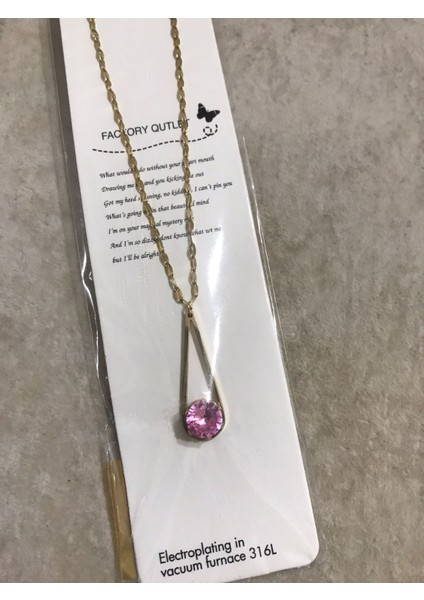 Pembe Damla Çelik Kolye