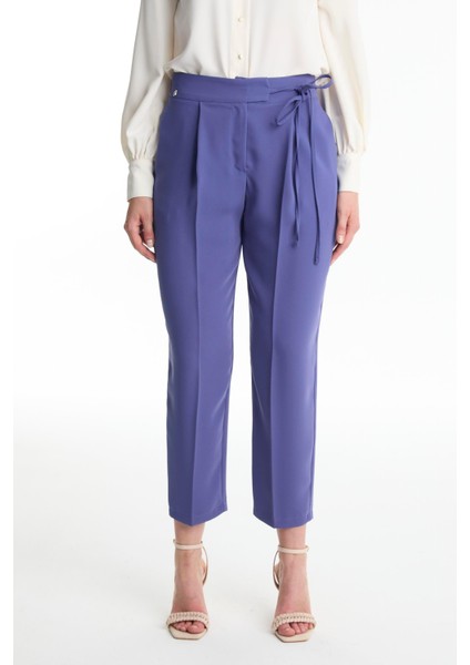 Pileli Kuşak Detaylı Menekşe Pantolon P-0229