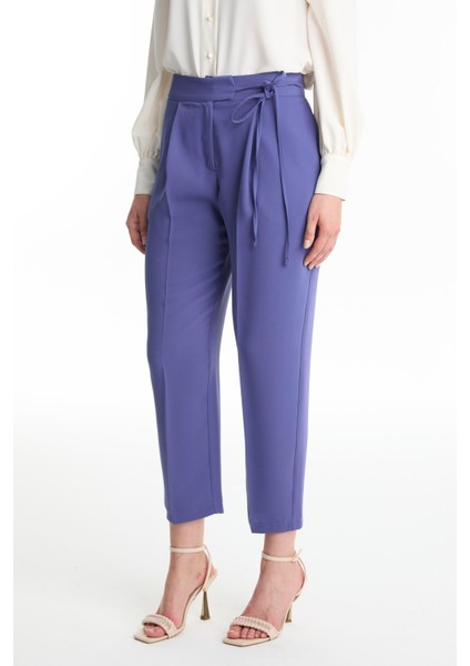 Pileli Kuşak Detaylı Menekşe Pantolon P-0229