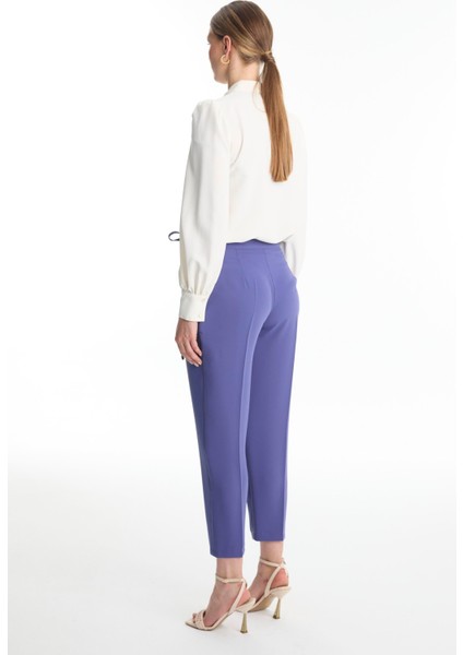 Pileli Kuşak Detaylı Menekşe Pantolon P-0229