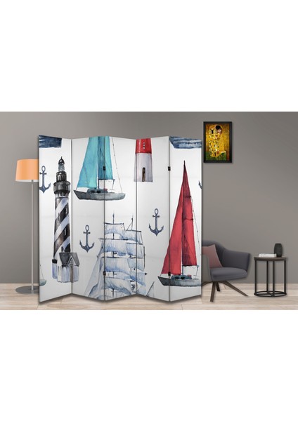 Deniz Temalı Özel Tasarım Paravan Room Divider 180 x 200 cm modelleri