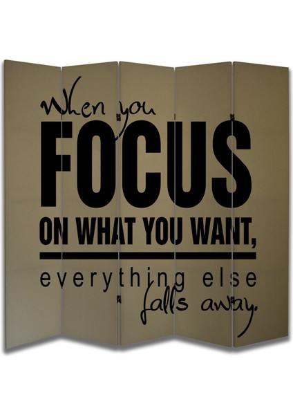 Motivasyon Temalı Özel Tasarım Paravan Room Divider 180 x 200 cm