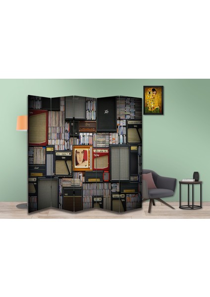 Retro Özel Tasarım Paravan Room Divider 180 x 200 cm