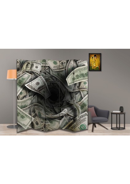 Para Temalı Özel Tasarım Paravan Room Divider 180 x 200 cm