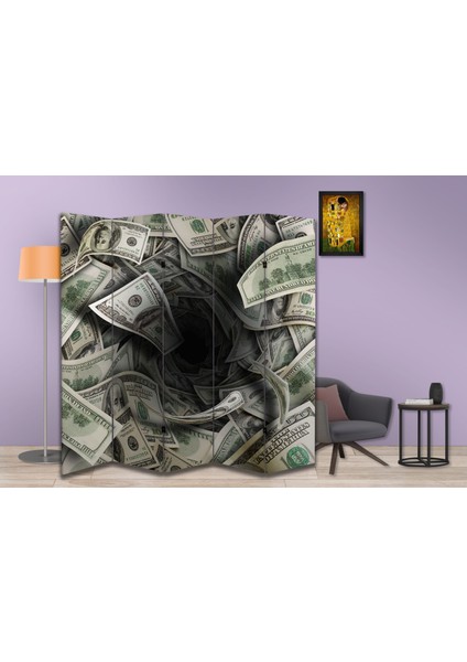 Para Temalı Özel Tasarım Paravan Room Divider 180 x 200 cm