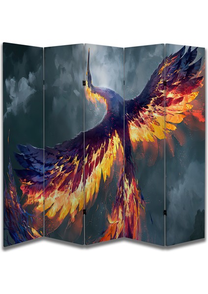 Anka Kuşu Motifli Özel Tasarım Paravan Room Divider 180 x 200 cm