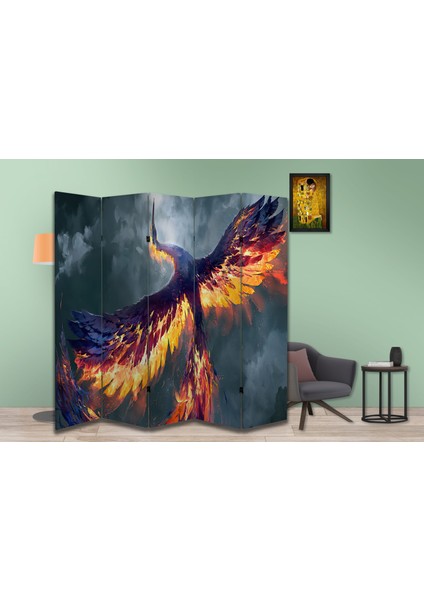 Anka Kuşu Motifli Özel Tasarım Paravan Room Divider 180 x 200 cm modelleri