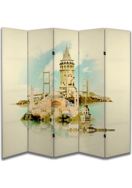 Şehir Temalı Özel Tasarım Paravan Room Divider 180 x 200 cm
