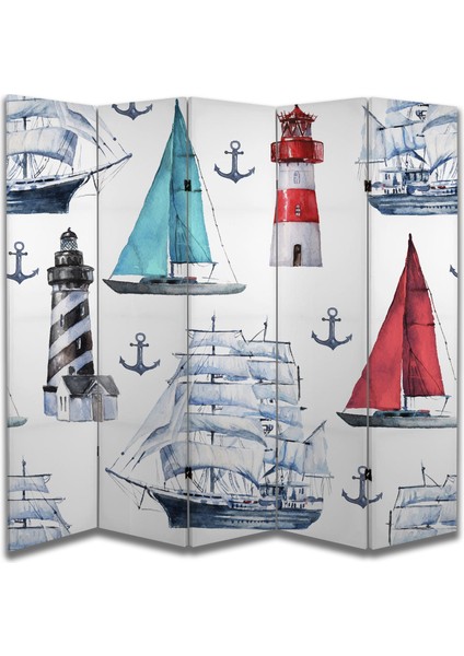 Deniz Temalı Özel Tasarım Paravan Room Divider 180 x 200 cm