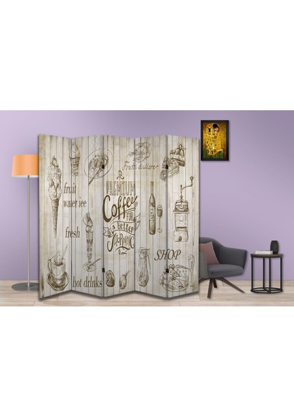 Kafe Temalı Özel Tasarım Paravan Room Divider 180 x 200 cm fiyatları