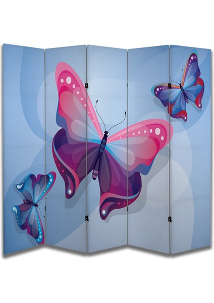 Kelebek Temalı Özel Tasarım Paravan Room Divider 180 x 200 cm