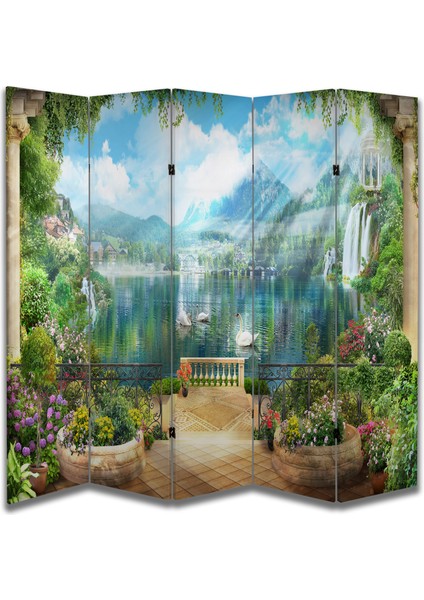 Manzara Temalı Özel Tasarım Paravan Room Divider 180 x 200 cm