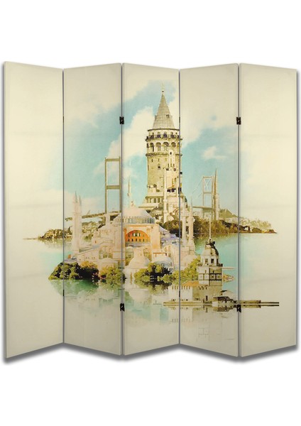 Şehir Temalı Özel Tasarım Paravan Room Divider 180 x 200 cm