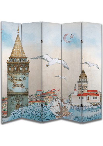 Şehir Temalı Özel Tasarım Paravan Room Divider 180 x 200 cm