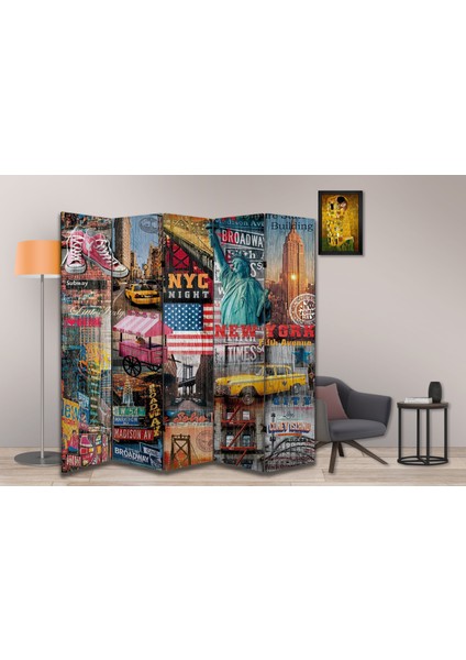 Şehir Temalı Özel Tasarım Paravan Room Divider 180 x 200 cm modelleri